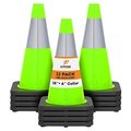 Xpose Safety Traffic Cone, PVC, 18" H, Lime LTC18-6-12-X-S